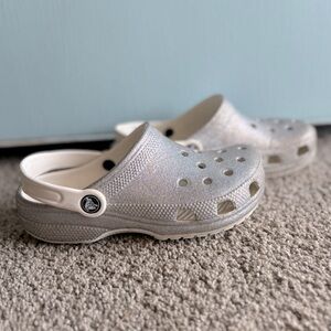 Silver glitter Crocs